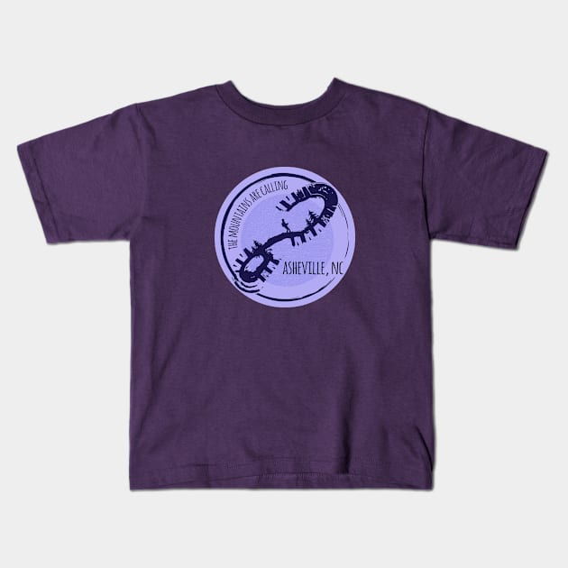 The Mountains Are Calling - Asheville, NC - Purple 27 Kids T-Shirt by AVL Merch